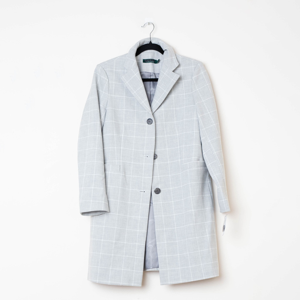 NWT Lauren Ralph Lauren Gingham Crepe Reefer Coat - Size S - Picture 4 of 13